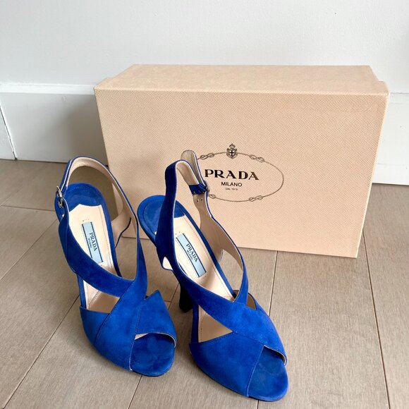 Prada Blue Velvet Heels w/ original box - Picture 7 of 13